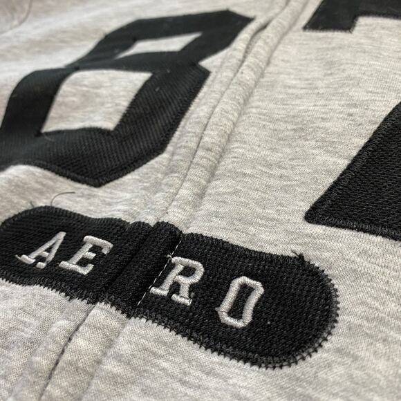 Aeropostale Hoodie Men Large Gray Full Zip 87 Logo Spellout Sweatshirt Retro Y2K - Picture 15 of 16